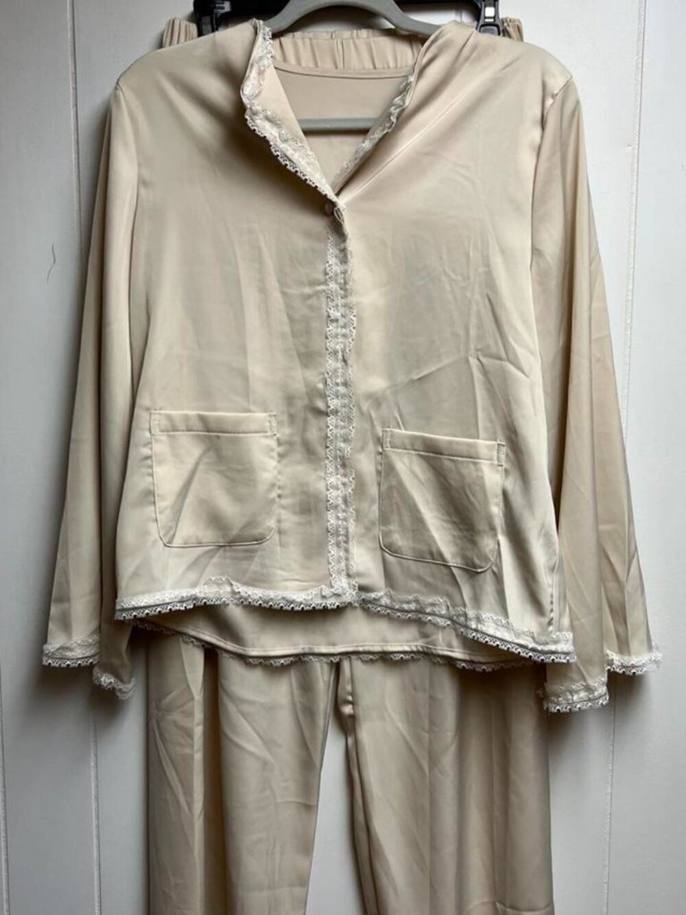 NWOT DAZY Women's Cream and Tan Pajamas 2 Piece Set